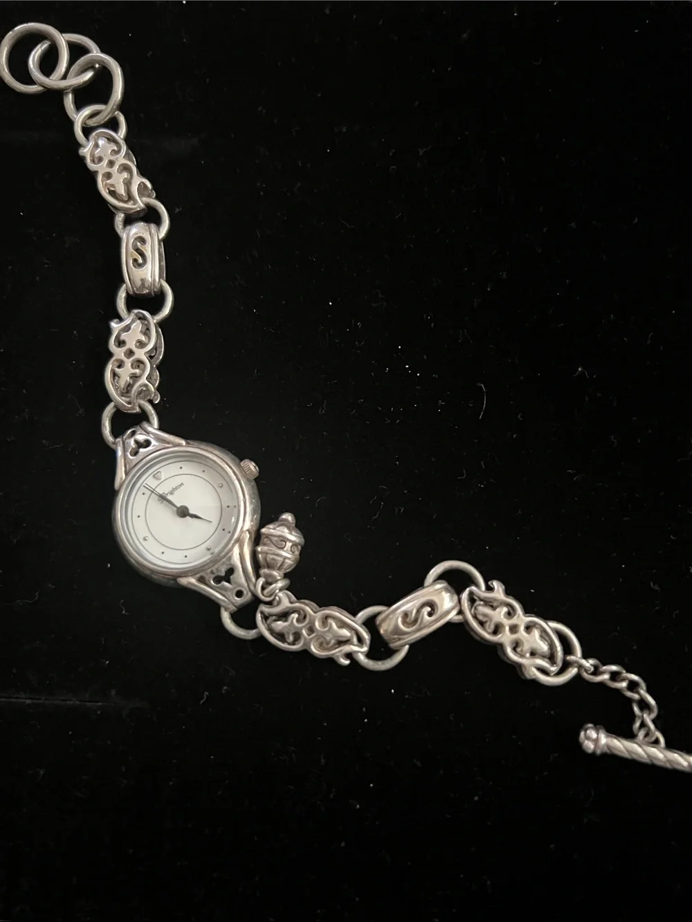 Brighton Silver Filigree Link Bracelet Watch with White Dial